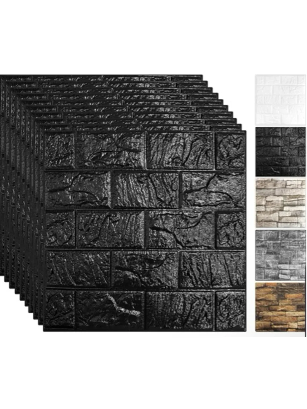 3D Brick Wall Peel & Stick Decor Art & Decal One Size Black
